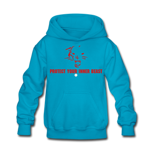 Kids Inner Beast Red Letter Hoodie - turquoise