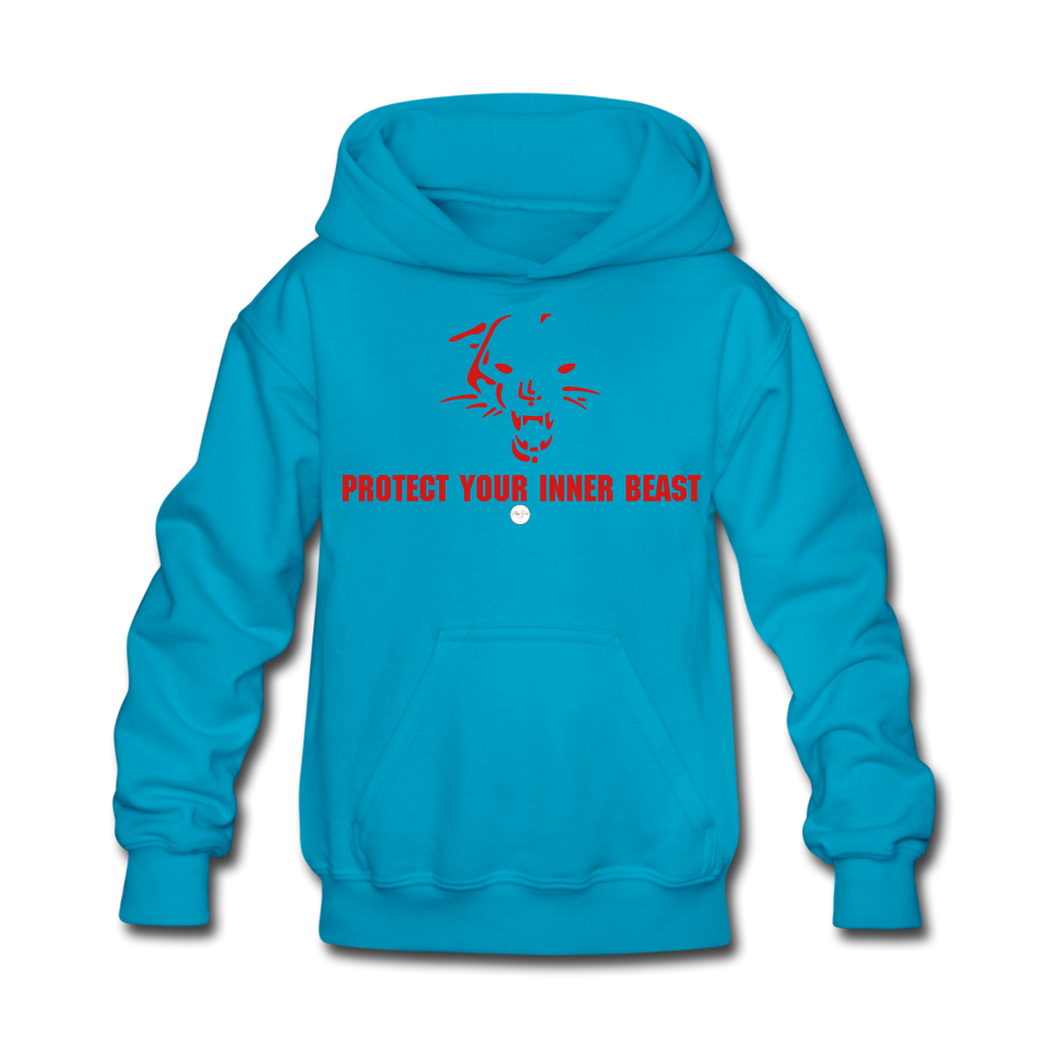 Kids Inner Beast Red Letter Hoodie - turquoise