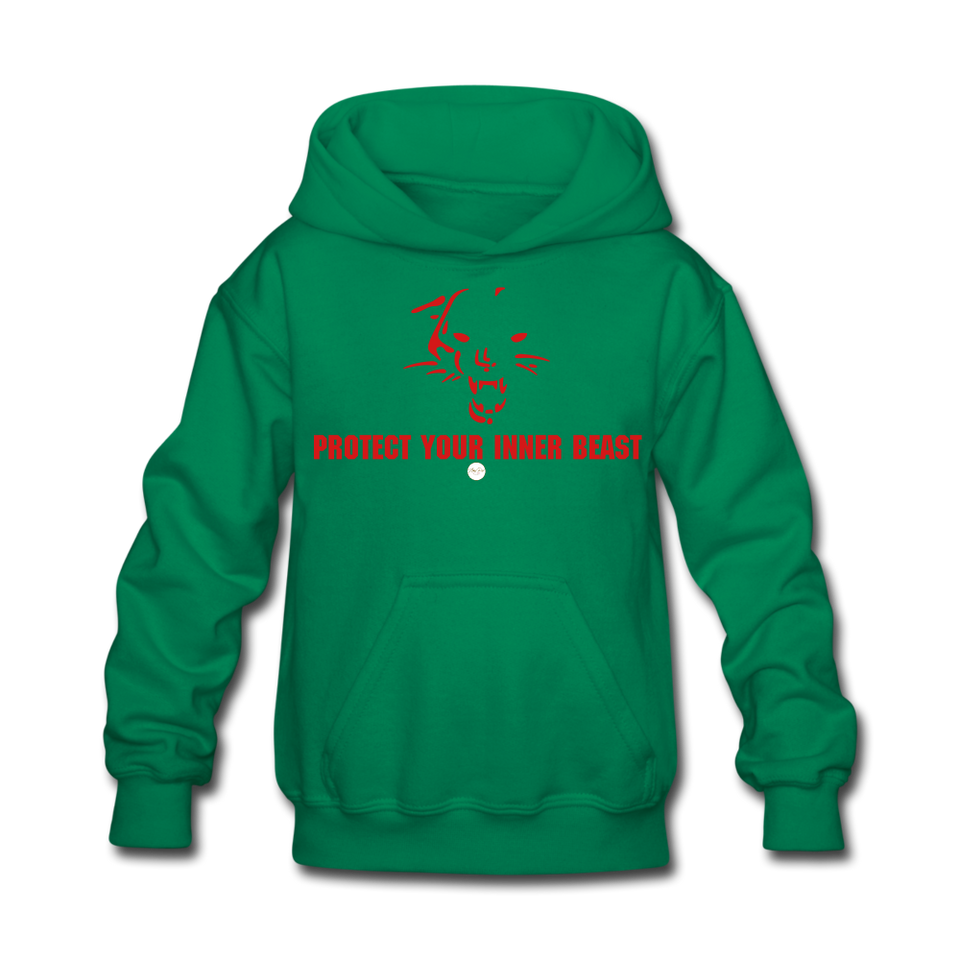 Kids Inner Beast Red Letter Hoodie - kelly green