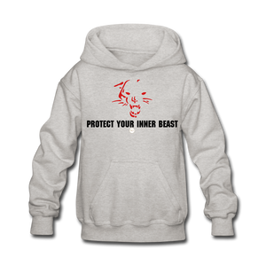 Kids Inner Beast  Blk Letter Hoodie - heather gray