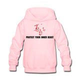 Kids Inner Beast  Blk Letter Hoodie - pink