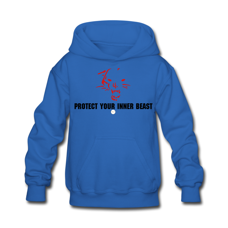 Kids Inner Beast  Blk Letter Hoodie - royal blue