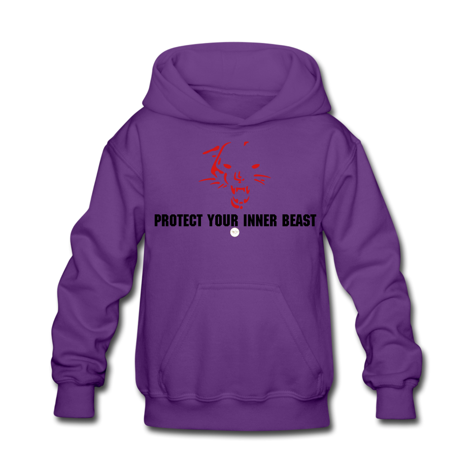 Kids Inner Beast  Blk Letter Hoodie - purple